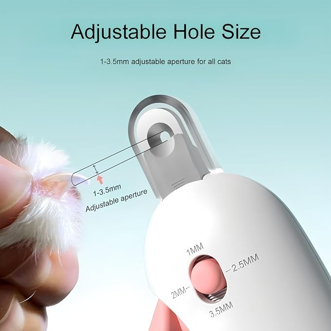 Adjustable Cat Nail Clipper to Avoid Excessive Cutting, Cat Nail Trimmer with Nail File, Pet Nail Clippers for Kitten Bunny Guinea Pig Rabbit Ferret (Pink)
