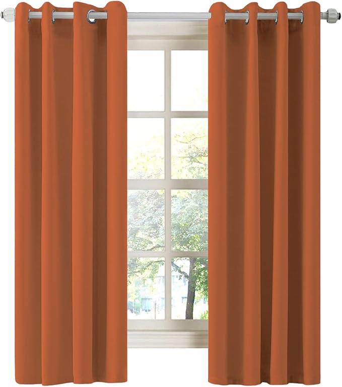 LA PALMA Thermal Insulated Blackout Darkening Grommet Living Room Curtains Window Drapes for Bedroom Pack of 2 Panels