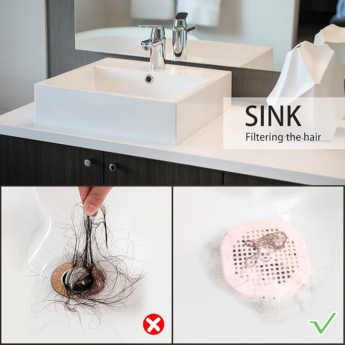 Drain Cover Hair Catcher Drain Plug Hair Stopper Drain Protector for Shower Bathroom Accessories Bathtub Deep Light Blue 2 Pack