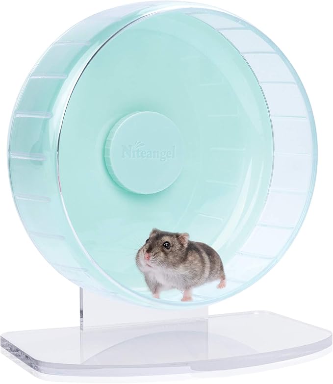 Niteangel Super-Silent Hamster Exercise Wheel: Quiet 8.2 inch Running Wheel | Can 9.1-11.8" Adjustable Height - No Bend Back Spinner Running for Dwarf Syrian Hamster Gerbils Mice Or Other Small Animal