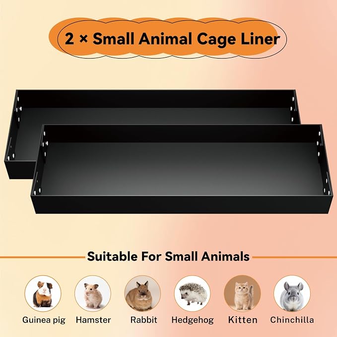 STILLCOVE 2Pcs Guinea Pig Cage Liner, Foldable Corrugated Plastic Base Tray | 2 x 3 Panel Size Bottom, Rabbit Bunny Pee Pads, Bird Mat, Small Animals Chinchilla Ferret Rat Hedgehog Hamster Mouse Squirrel