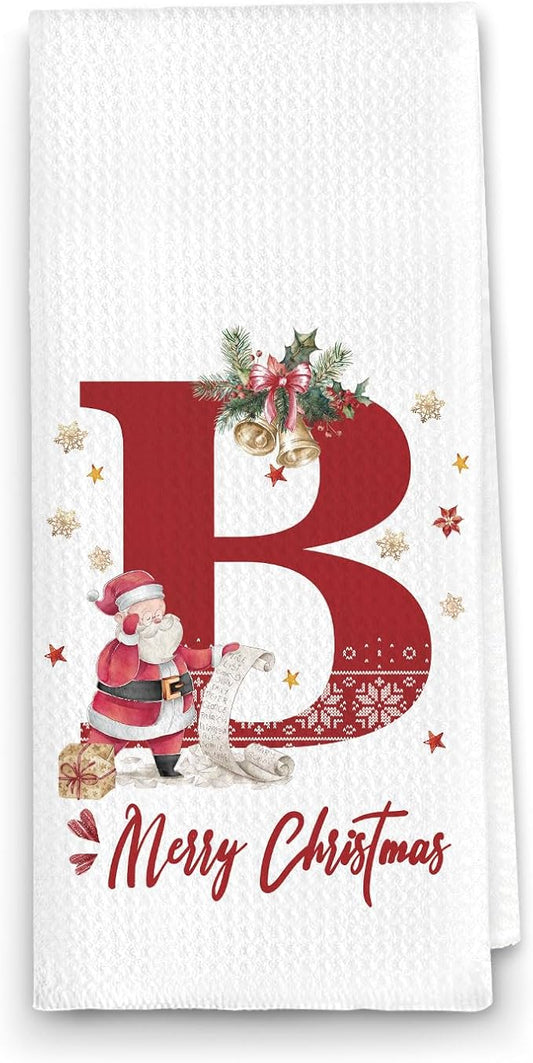 Christmas Initial Letter B Kitchen Towels Personalized Gifts Dish Towels Hand Towels for Kitchen Decorations, Christmas Birthday Gifts for Women, 24x16 Inch