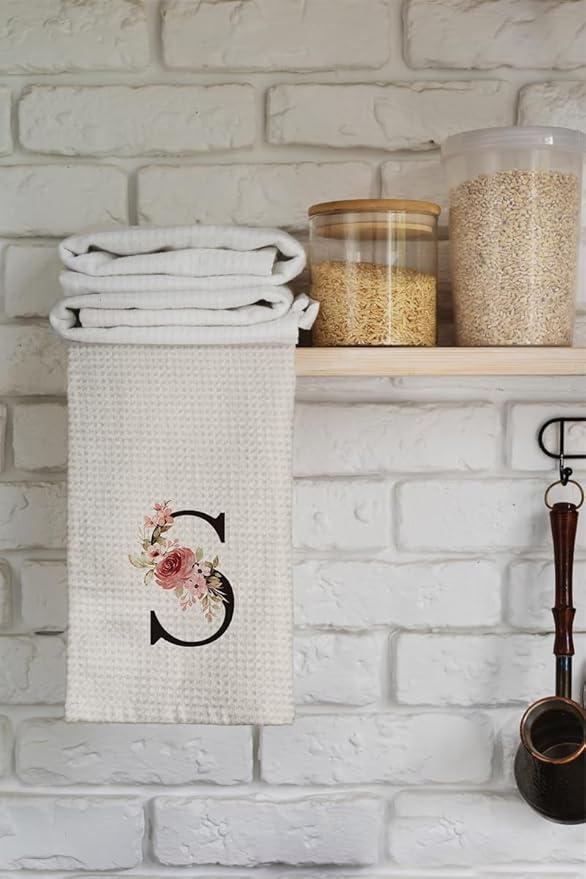 Kitchen Towel, Personalized Gifts Mode Monogram Letter S Kitchen Towels for Kitchen Dinning Bathroom, Christmas Birthday Gifts for Women, Kitchen Towel and Dishcloths Sets 16×24 Inches