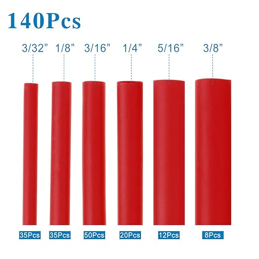 XHF UL Listed 205 PCS Length 3.5" Red 3:1 Waterproof Automotive Electrical Heat Shrink Tubing Assortment Kit Large Size Marine Grade Adhesive Lined Tube, Insulation Sealing