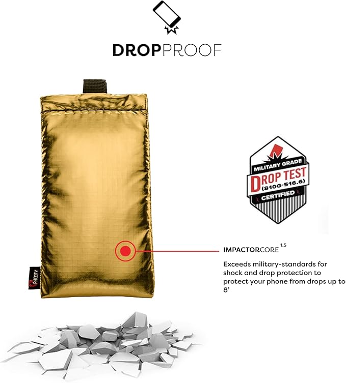 PHOOZY Apollo Thermal Phone Case | Insulated Phone Pouch Extends Battery Life 3X in Freezing Weather | Cold Resistant Drop Protection | Military Grade Water Resistant | Large | Gold