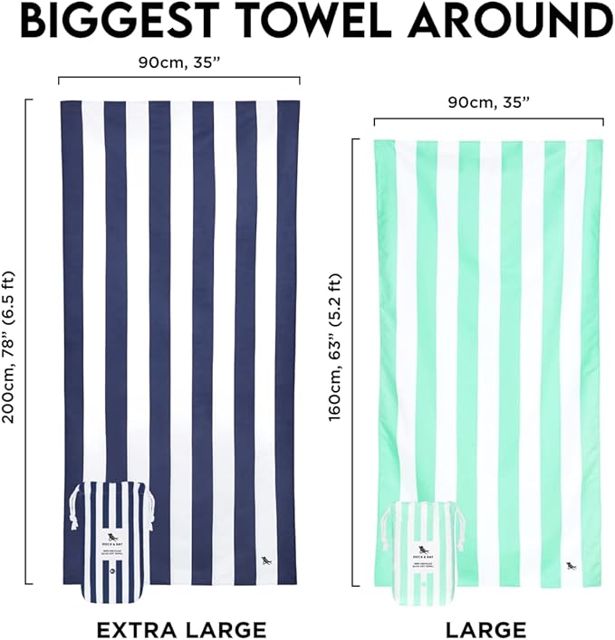 Dock & Bay Customized Beach Towel - Quick Dry, Sand Free - Compact, Lightweight - 100% Recycled - Includes Bag - Cabana - Kamari Charcoal - Large