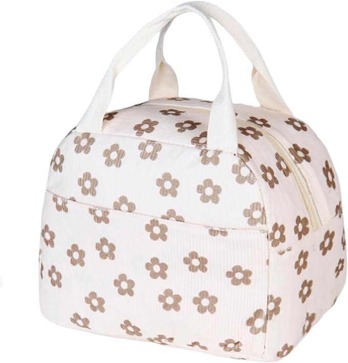 Lunch Bag for Women Men Girl,Large Cute Corduroy Lunch Tote Bags - Reusable Insulated Lunch Box for women with Handle, Leakproof WaterProof Design for Office, School, Work,Picnic.