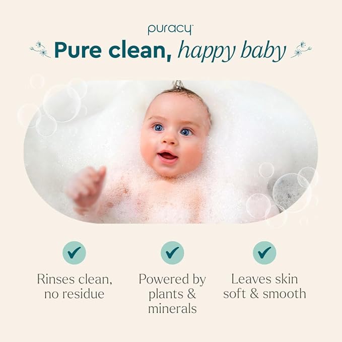 Puracy Baby Shampoo & Body Wash for Children - Pure Ingredients with 12 Fruit & Vegetable Extracts for Silky Smooth Skin, Gentle Lavender Chamomile Aroma, Baby Shampoo, Baby Body Wash 12 Oz (2-Pk)