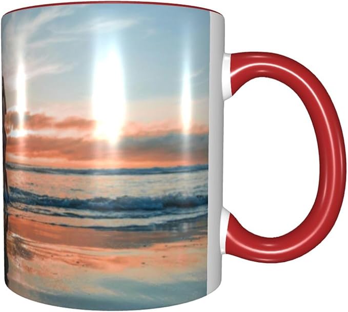 Custom Mugs and Coffee Cups Partial or Full Size Printed Creative Designs Customizable with Your Photos Images Text (Full-Width, Red)