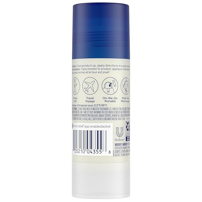 Vaseline All Over Body Balm Jelly Stick, Travel Size – Chafing Stick, Lotion for Extremely Dry Skin, Petroleum Jelly Sticks with Vitamin E for Glowing Skin, Unscented, 1.4 Oz Ea (Pack of 6)