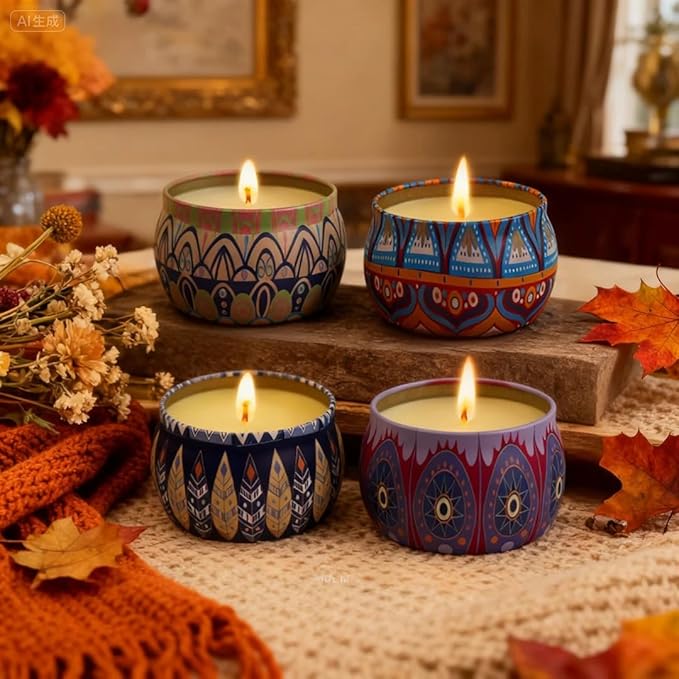 Scented Candles Gift Set for Women - 4 Pack Aromatherapy Candles with 8% Essential Oils, 120H Burn Time, Stress Relief & Relaxation, Soothing, Perfect for Birthday, Christmas, Thanksgiving, Mother