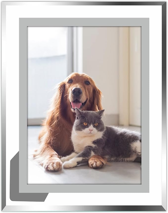 Vienrose 5x7 Picture Frame Set of 1, Clear Glass Photo Frames with Silver Edge, Horizontal or Vertical Display for Tabletop, Desk, Home, Office Decoration