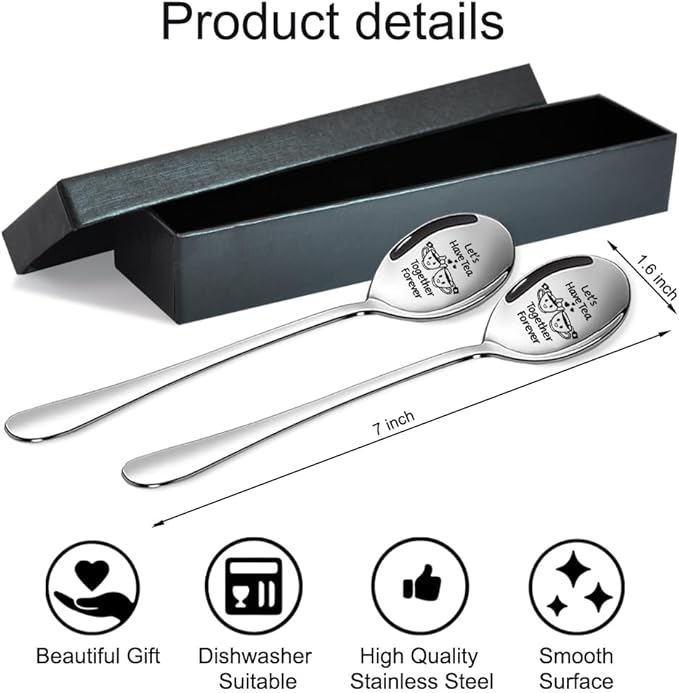 Ice Cream Together 2 Pack Spoons with Gift Box, Ice Cream Together Scoops for Couples, Our Ice Cream Scoops, Spoon Couple Gifts (Funny, F)