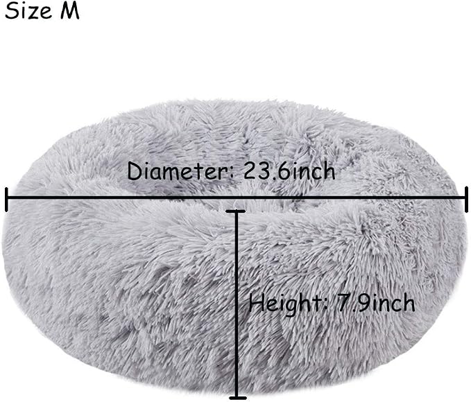 Dog Bed for Small Dogs & Cats, 24 Inch Medium Fluffy Washable Donut Bed | Plush Puppy Bed and Cat Bed for Pets up to 25 lb, High-Loft Polyester Fill with Water-Resistant Non-Skid Base for Indoor Use
