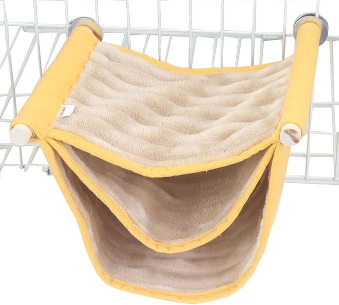 emours Small Animal Hammock Hamster Parakeets Bed Bird Nest Cage Corner Hideout Triple Play Platform for Parrots Rat Sugar Glider with Warm Fleece (Three Layer)