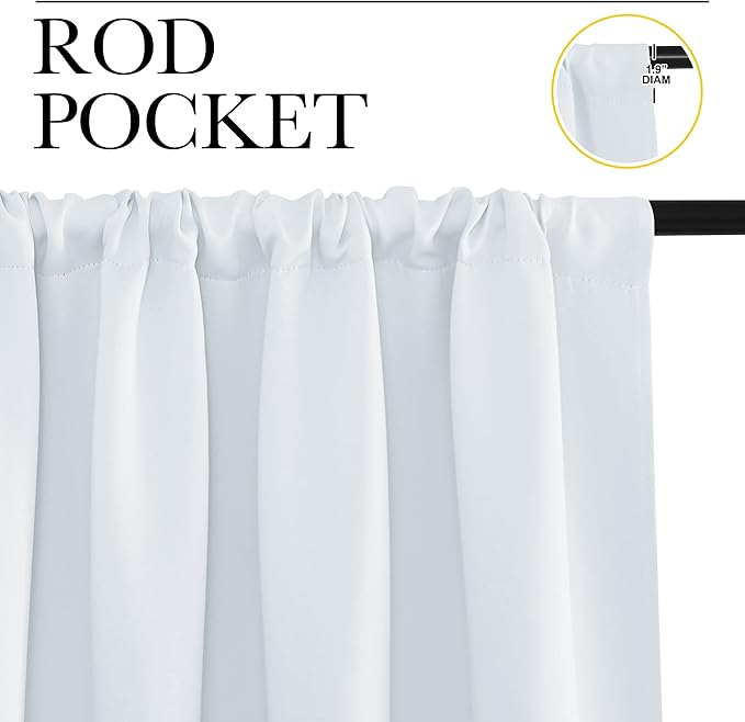 NICETOWN Blackout Curtain Panels for Living Room, Greyish White, 2 Panels, W52 inches x L84 inches, Energy Efficient & Noise Reducing Thermal Insulated Rod Pocket Blackout Drapes/Draperies for Window
