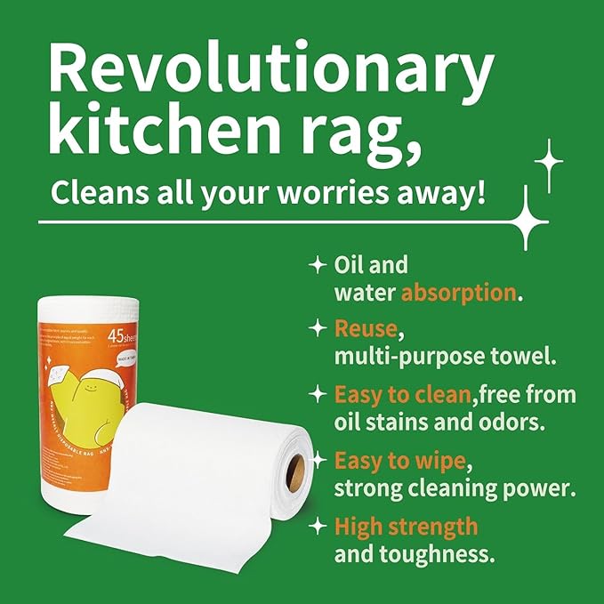 NNX Reusable Paper Towels 45 Count – Washable Quick Dry Plant-Based Fiber Kitchen Cleaning Cloths, OEKO-TEX Certified for Safety, Heavy Duty Multi-Purpose Rags