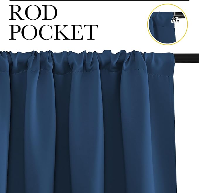 NICETOWN Blackout Curtains for RV Windows, Moroccan Blue, 29" by 20", 2 Panels, Room Darkening Window Curtain Panels, Easy-Care Solid Thermal Insulated Draperies/Drapes for Daughter Room
