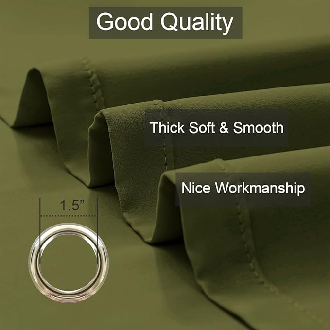 LA PALMA Thermal Insulated Blackout Darkening Grommet Living Room Curtains Window Drapes for Bedroom Pack of 2 Panels