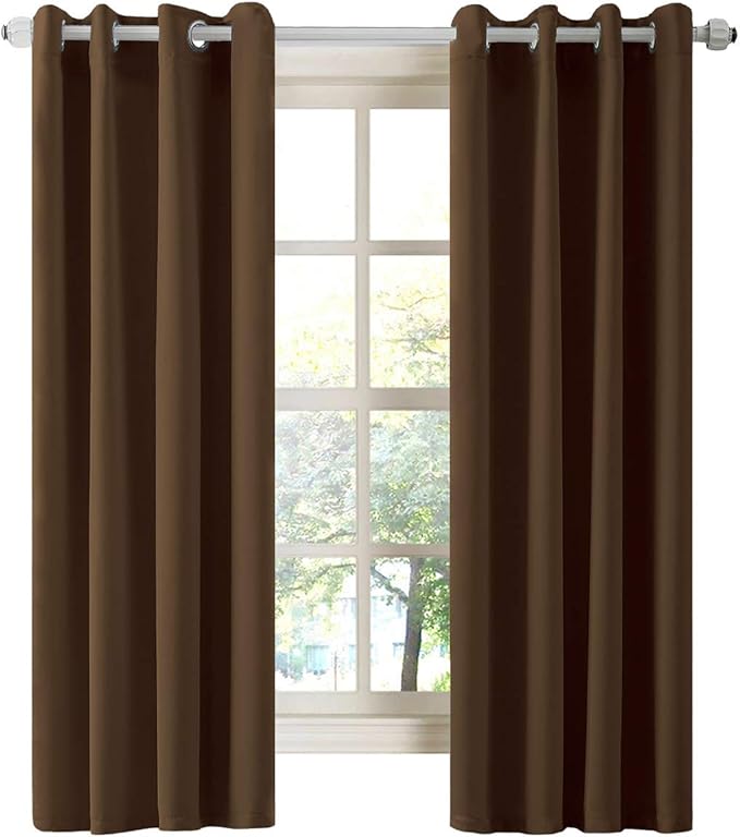 LA PALMA Thermal Insulated Blackout Darkening Grommet Living Room Curtains Window Drapes for Bedroom Pack of 2 Panels
