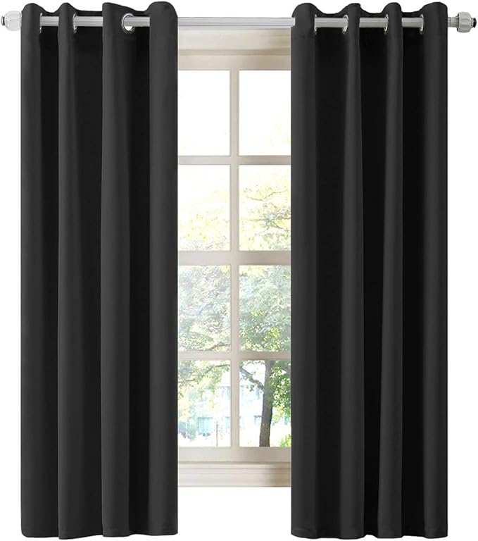 LA PALMA Thermal Insulated Blackout Darkening Grommet Living Room Curtains Window Drapes for Bedroom Pack of 2 Panels