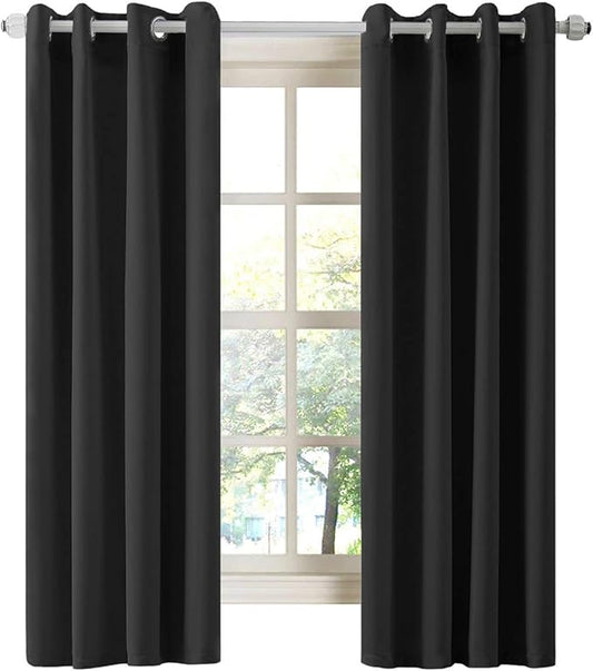 LA PALMA Thermal Insulated Blackout Darkening Grommet Living Room Curtains Window Drapes for Bedroom Pack of 2 Panels