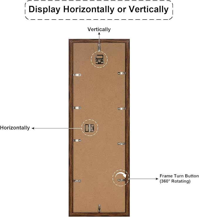 8x26 Collage frame with 6 Openings 4X6 Pictures, Multiple Picture Frame with Mat, Wall or Tabletop Decor, Carbonized Brown Wood Grain,2 Pack