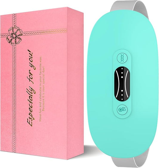 LISACOOL Portable Ccordless Heating Pad for Period Cramps Electric Waist Belt Device Portable Heatings Pad with 3 Heat Levels and 3 Massage Modes Birthday Gifts for Women and Girls (Sky_Blue)