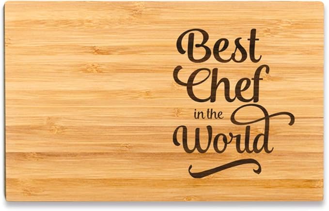 Andaz Press Laser Engraved Small Bamboo Wood Cutting Board, 9.5 x 6-inch, Best Chef in the World, 1-Pack Grandma's Kitchen Gift