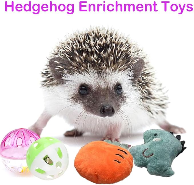 10 pcs Cute Hedgehog Enrichment Toys Hedgehog Supplies Cage Accessories Small Animal Toys Ball Bell Pet Interactive Toy Stuffed Toys Exercise Ball for Hamster Lizard Turtle Tortoise Rats