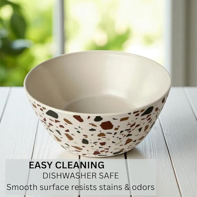 Bamboo Bowl Set of 4 – 6 Inch 20 oz Durable Deep Cereal and Snack Dishware for Kids and Toddlers – BPA Free, Dishwasher Safe, Lightweight Alternative to Plastic or Ceramic (Sunset)