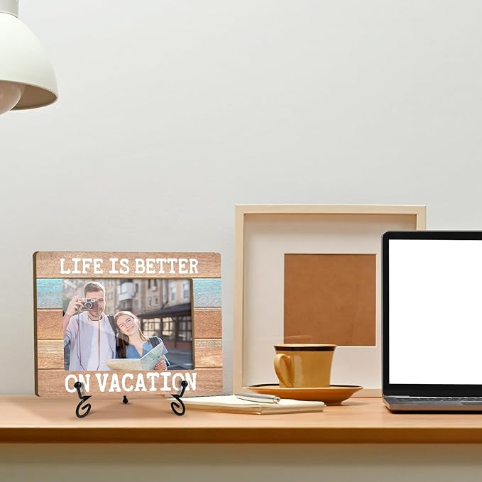 Life Is Better On Vocation Wood Photo Frame for Friends BFF Women Men, Beach House Picture Frame 4 x 6 Tabletop Display Vacation Gifts for Couple, Home Office Living Room Holiday Decors -14