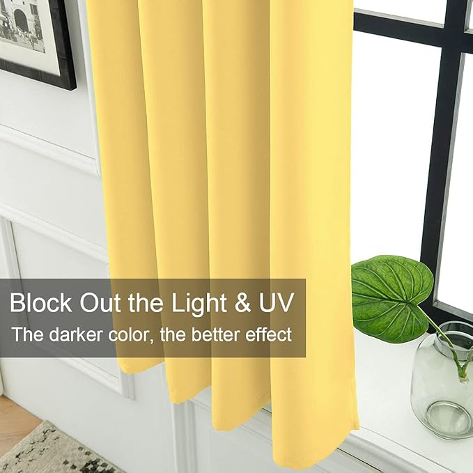 LA PALMA Thermal Insulated Blackout Darkening Grommet Living Room Curtains Window Drapes for Bedroom Pack of 2 Panels