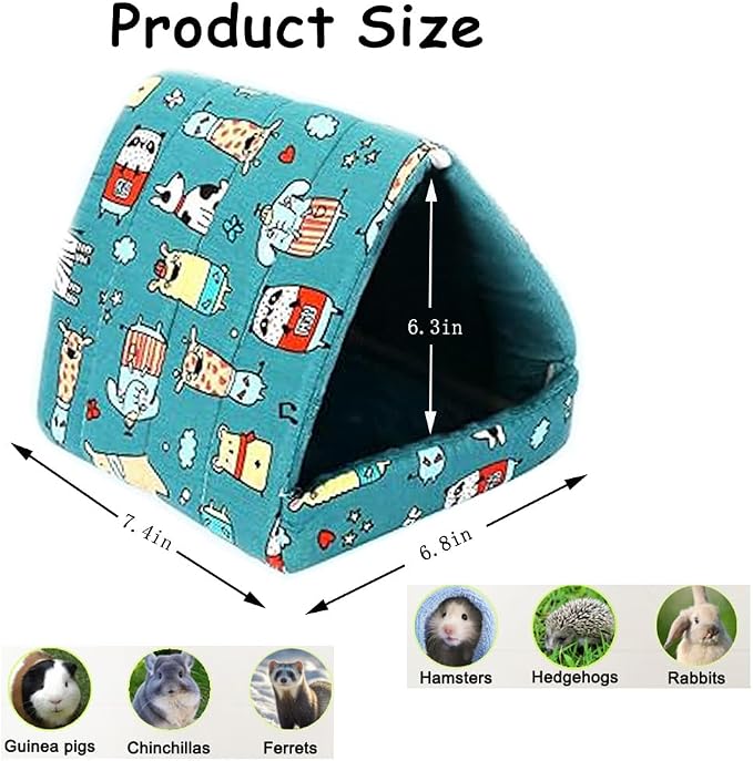 Guinea Pig Hideout Cozy Cotton Washable Tent for Small Animals | Hamster Bed, Portable House Cage Accessories Bunny Hedgehog Mouse Chinchillas Ferrets Bearded Dragons Rats (6.8"x7.4")