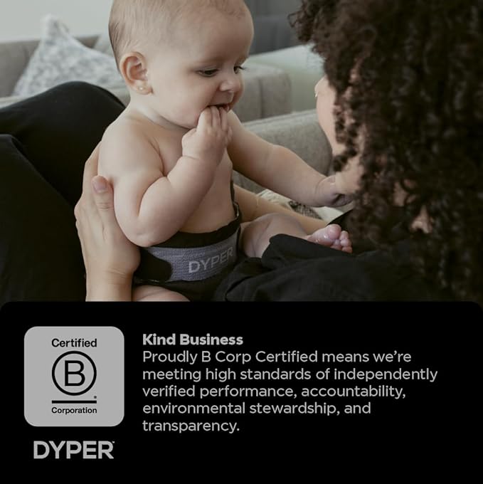 DYPER - Charcoal Enhanced Day & Overnight Disposable Baby Diapers - Made with Plant-Based* & Honest Ingredients, Hypoallergenic for Sensitive Skin - Size 1, (240 Count)