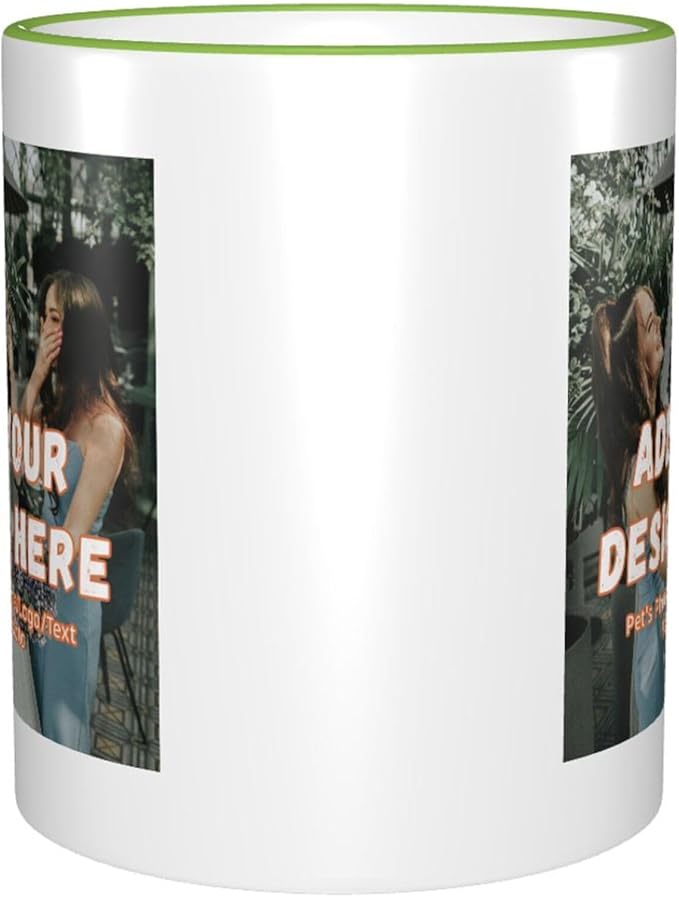 Custom Mugs and Coffee Cups Partial or Full Size Printed Creative Designs Customizable with Your Photos Images Text (Partial, Green)