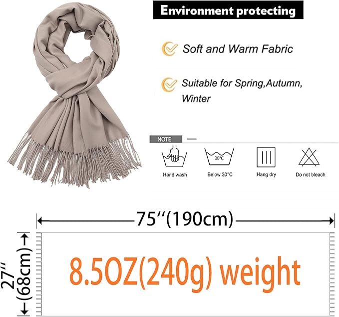 RIIQIICHY Women's Scarf Pashmina Shawls and Wraps for Evening Dress Bridesmaid Wedding Bridal Winter Warm Long Large Scarves