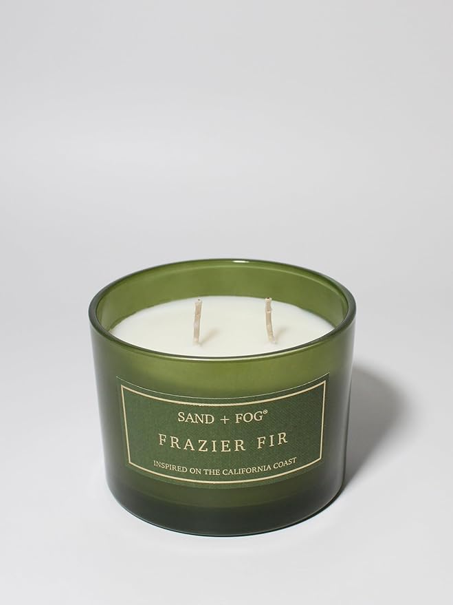 Sand + Fog Scented Candle - Frazier Fir – Additional Scents and Sizes – 100% Cotton Lead-Free Wick - Luxury Air Freshening Jar Candles - Perfect Home Decor – 12oz