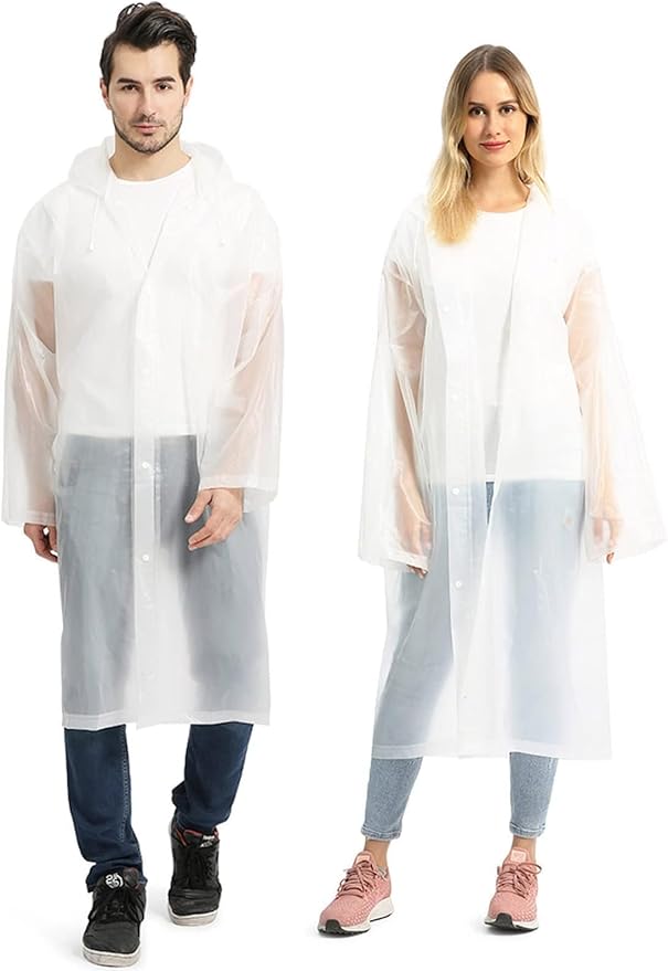 Opret 2 Pack Raincoats for Adults Reusable, EVA Rain Ponchos Lightweight Rain Coat Waterproof Rain Gear for Men and Women