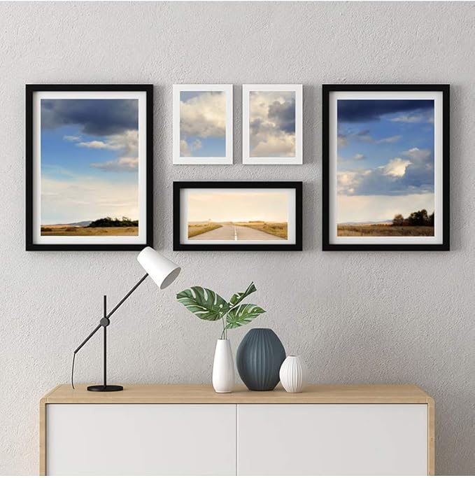 16x20inch Picture Frame Solid Wood Display Pictures 12x16 with Mat or 16x20 Wall Without Mounting Photo Frame Black（1pcs）