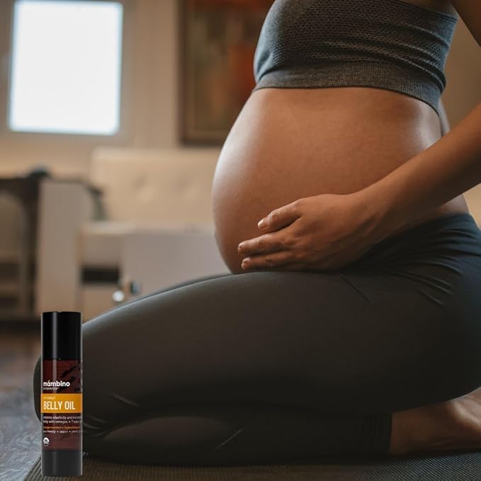 Mambino Organics Oh Baby! Belly Oil for Pregnant Women, Organic Stretch Mark Oil for Pregnancy, Postpartum Skin Elasticity, Hydration, With Tamanu, Shea Butter, Calendula, Vegan, Non-GMO, 2 fl oz