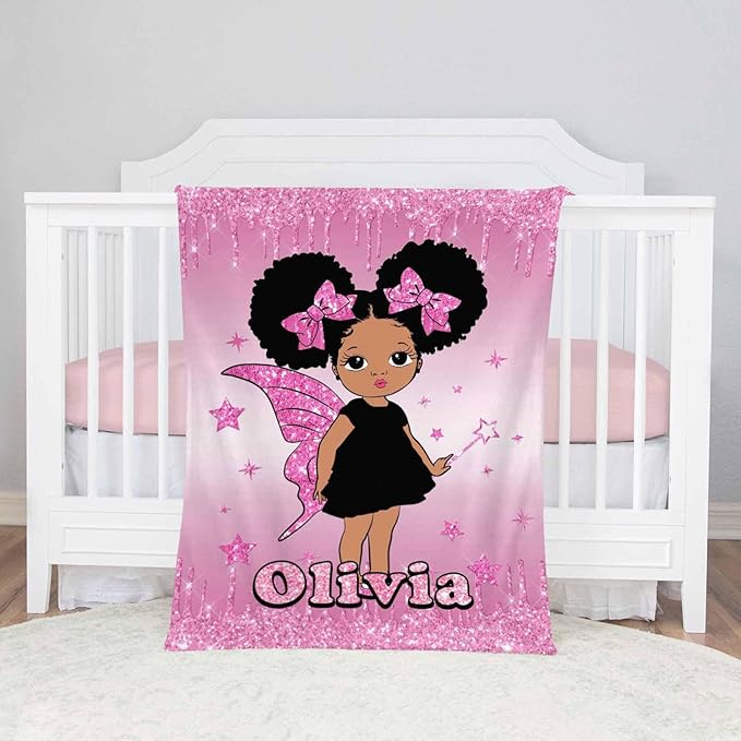 D-Story Personalized Blanket, Black Girl Blanket,Personalized Blankets for Kids,Personalized Name Blankets, Personalized Blankets for Adults, Boys Girls Birthday Day Gift