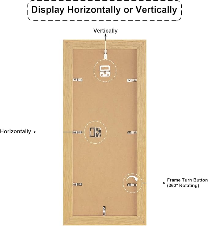 8x21 Picture Frame Display 4 opening 5x7 Collage Picture Frame,Multi Photo Frame with Mat,Plexiglass,Horizontal and Vertical Formats for Wall Decor,Natural Wood Grain