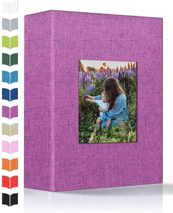 Photo Album 4x6 with 100 Pockets,Slip-in Picture Albums,Linen Cover Memory Book with Front Window,White Page Vertical Photo Book for Wedding,Family,Anniversare,Baby,Vacation