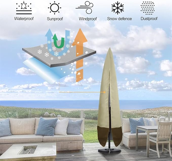 Umbrella Cover Furniture Covers Oxford Waterproof UV-proof Patio 600D Heavy Duty Outdoor Rainproof Durable Lawn Parasol