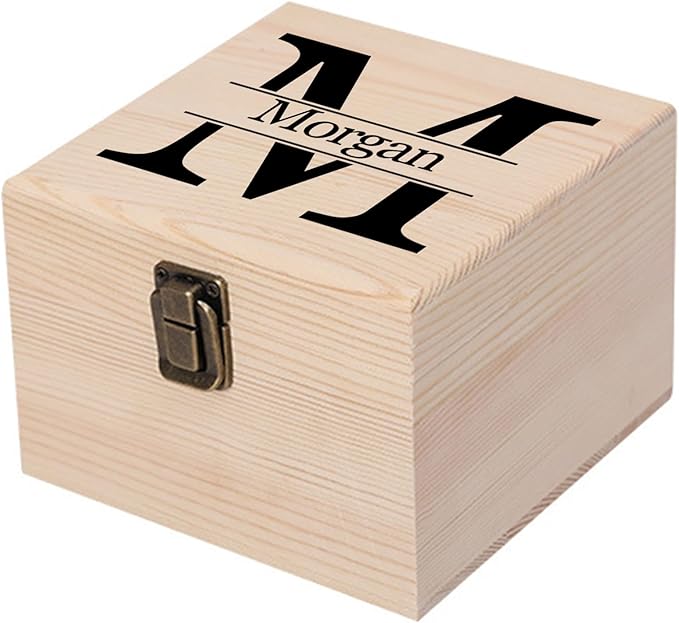 Personalized Keepsake Memory Box Custom Name Wooden Decorative Storage Box with Lids, Christmas Gift Box for Women Men Customized Gifts for Birthday Anniversary Wedding Graduation