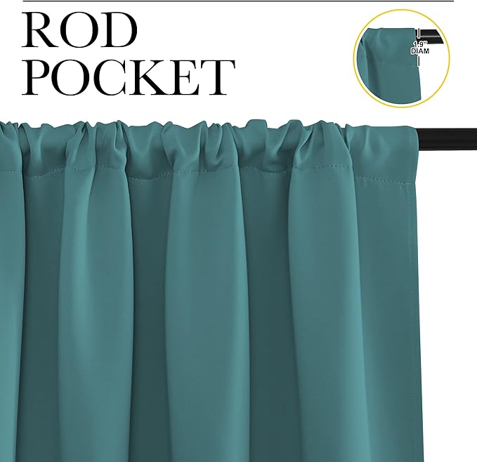 NICETOWN RV Blackout Curtains for Camper Windows, Sea Teal, 29" Wide by 50" Long, 2 PCs, Short Blackout Curtains & Drapes, Thermal Insulated Blackout Curtain Panels for Kids Room, Play Room