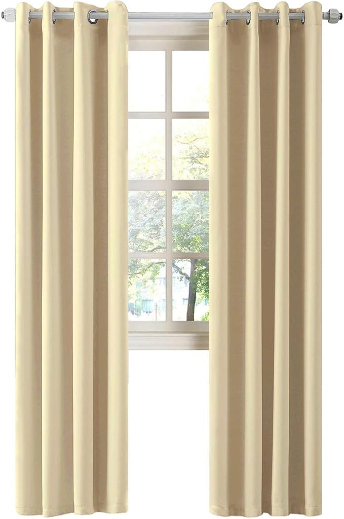 LA PALMA Thermal Insulated Blackout Darkening Grommet Living Room Curtains Window Drapes for Bedroom Pack of 2 Panels