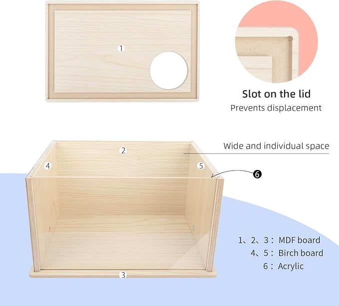 Niteangel Visible Hamster Digging Box for Syrian Dwarf Roborovski Campbell Hamsters Gerbils Mice Lemmings Degus or Other Small-Sized Pets (Burlywood)