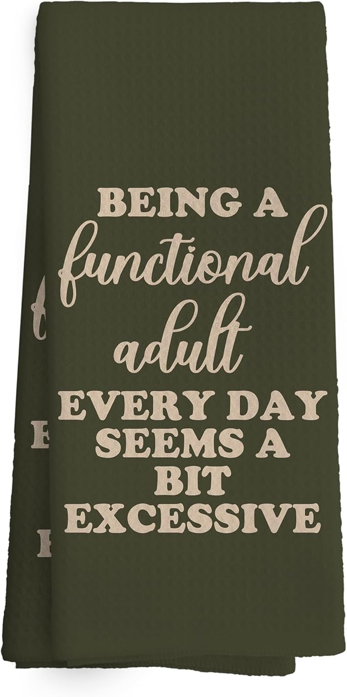 Funny Sarcastic Adult Grayish Green Dish Towels 16x24 Inches, Decorative Absorbent Hand Tea Kitchen Bathroom Towels